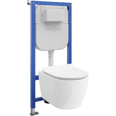 Mexen Carmen kit encastrable WC châssis pneumatique Tex Air E avec cuvette WC et abattant à descente progressive, blanc