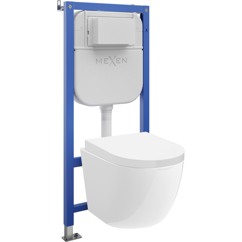 Mexen Lena ensemble encastré WC châssis Tex E avec cuvette WC et abattant à fermeture douce, blanc - 610930220200