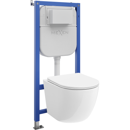 Mexen Lena ensemble encastré WC châssis pneumatique Tex Air E avec cuvette WC et siège à descente ralentie, blanc