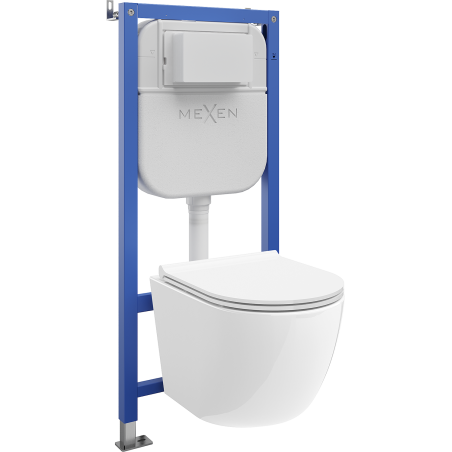 Mexen Lena ensemble encastrable WC châssis pneumatique Tex Air E avec cuvette WC et abattant à descente progressive, blanc