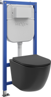 Mexen Lena ensemble encastré WC cadre pneumatique Tex Air E avec cuvette WC et abattant à descente amortie, noir mat