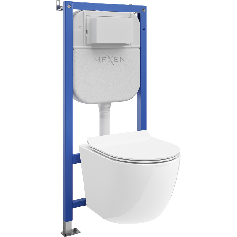 Mexen Lena ensemble encastré WC support Tex E avec cuvette WC et abattant à descente lente, blanc - 610930224000