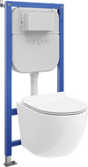 Mexen Lena ensemble encastré WC châssis pneumatique Tex Air E avec cuvette WC et abattant à descente progressive, blanc