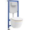 Mexen Lena Ensemble WC encastré stela Tex E avec cuvette WC et abattant à descente progressive, blanc/or - 610930224005