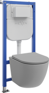 Mexen Lena Ensemble encastré WC cadre pneumatique Tex Air E avec cuvette WC et abattant à descente progressive, gris clair mat