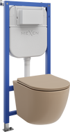 Mexen Lena Ensemble encastré WC châssis Tex E avec cuvette WC et abattant à descente progressive, cappuccino mat