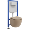 Mexen Lena ensemble encastré WC cadre pneumatique Tex Air E avec cuvette WC et abattant à descente progressive, cappuccino mat