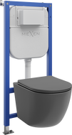 Mexen Lena ensemble encastré WC cadre Tex E avec cuvette WC et abattant à descente lente, gris foncé mat - 610930224071
