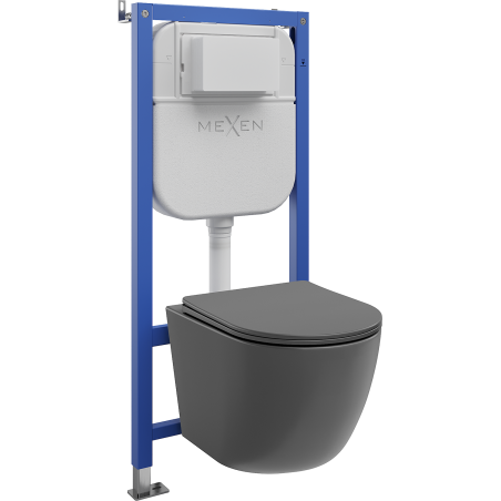 Mexen Lena ensemble encastré WC bâti-support pneumatique Tex Air E avec cuvette WC et abattant à fermeture progressive, gris
