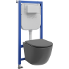 Mexen Lena ensemble encastré WC bâti-support pneumatique Tex Air E avec cuvette WC et abattant à fermeture progressive, gris