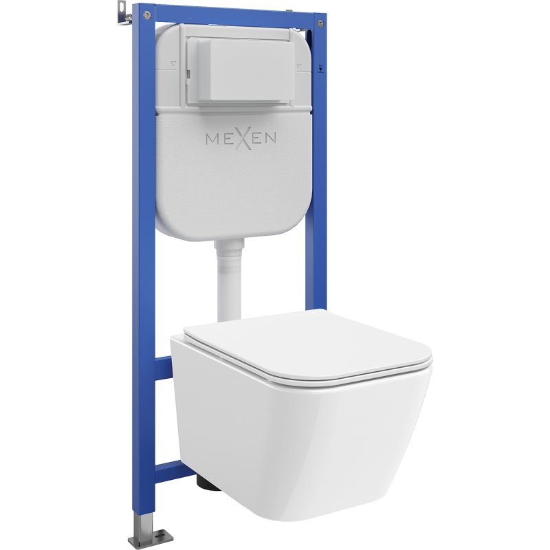 Mexen Madox ensemble encastré WC cadre Tex E avec cuvette WC et abattant à descente progressive, blanc - 610930154000