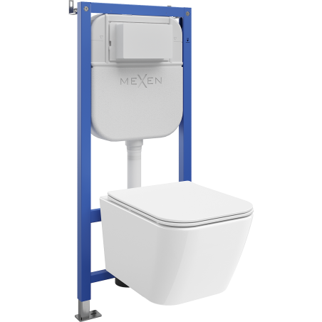 Mexen Madox ensemble encastré WC cadre Tex E avec cuvette WC et abattant à descente progressive, blanc - 610930154000
