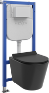 Mexen Rico ensemble encastré WC cadre Tex E avec cuvette WC et abattant à descente ralentie, noir mat - 610930720185