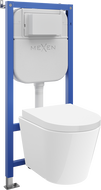 Mexen Rico ensemble WC encastré cadre Tex E avec cuvette et abattant à descente progressive, blanc - 610930720200