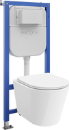 Mexen Rico ensemble encastré WC bâti-support Tex E avec cuvette de WC et abattant à descente progressive, blanc