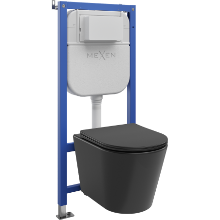 Mexen Rico ensemble encastré WC châssis Tex E avec cuvette WC Tornado et abattant frein de chute, noir mat - 610930721085T