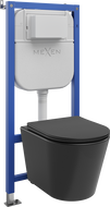 Mexen Rico ensemble encastrable WC cadre pneumatique Tex Air E avec cuvette WC et abattant à descente lente, noir mat