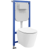 Mexen Rico ensemble encastré WC cadre pneumatique Tex Air E avec cuvette WC Tornado et abattant à descente douce, blanc