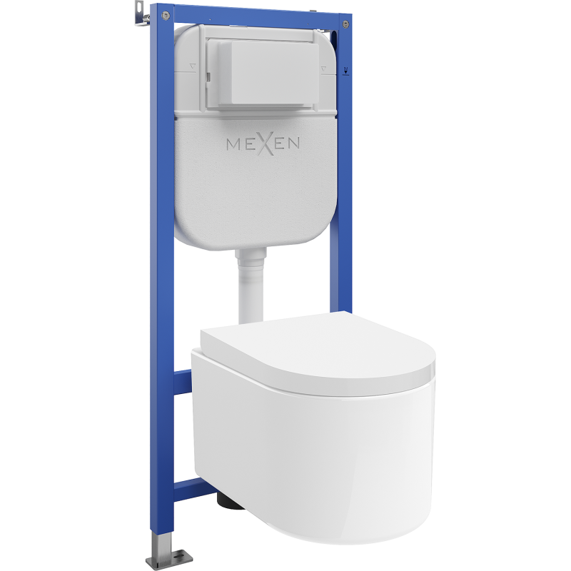 Mexen Sofia ensemble encastré WC avec bâti-support pneumatique Tex Air E, cuvette WC Tornado et abattant à descente lente,