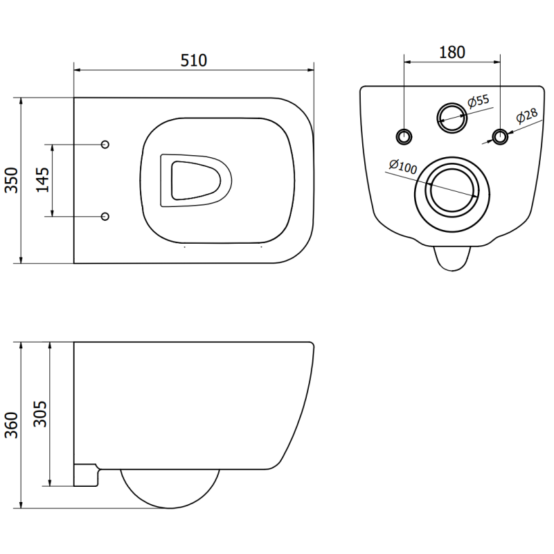 Mexen Stella ensemble encastré WC bâti-support Tex E avec cuvette WC et abattant à descente progressive, blanc - 610930680800
