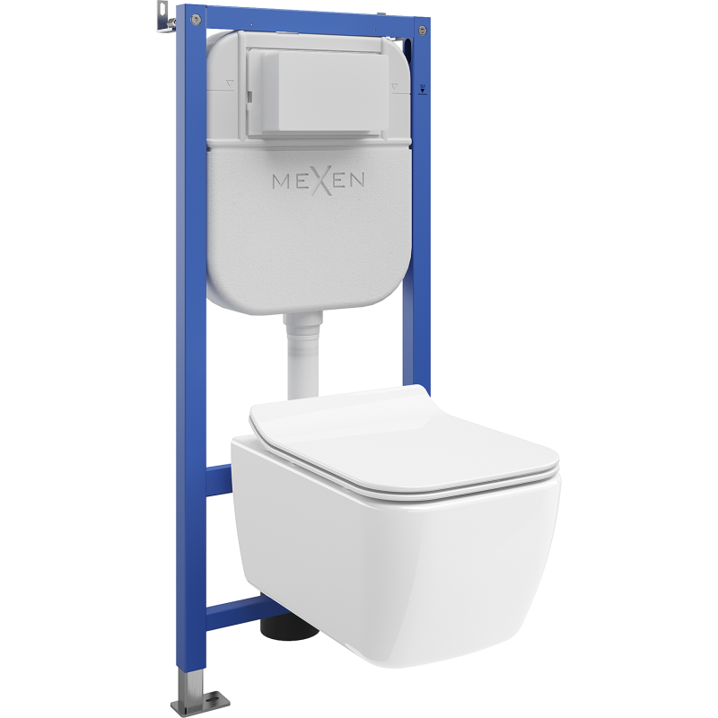 Mexen Stella ensemble encastré WC châssis pneumatique Tex Air E avec cuvette WC et abattant à descente progressive, blanc