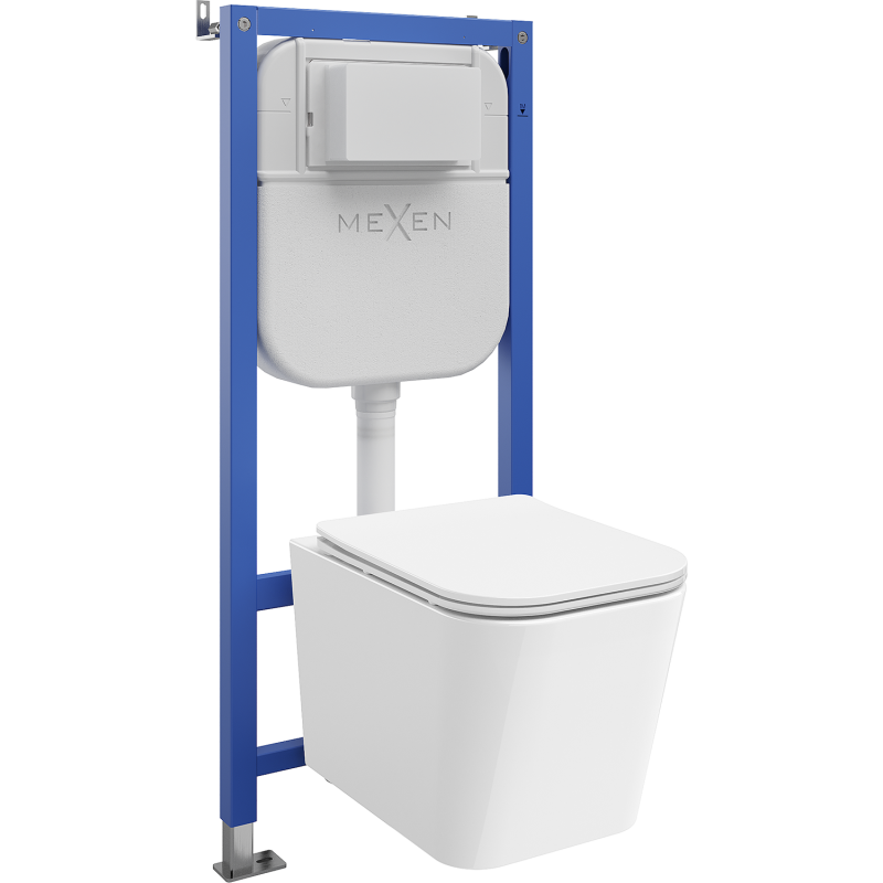 Mexen Teo ensemble WC encastrable cadre Tex E avec cuvette WC et siège à fermeture douce, blanc - 610930850600