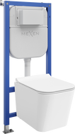 Mexen Teo ensemble encastré WC cadre pneumatique Tex Air E avec cuvette WC Tornado et abattant à descente lente, blanc