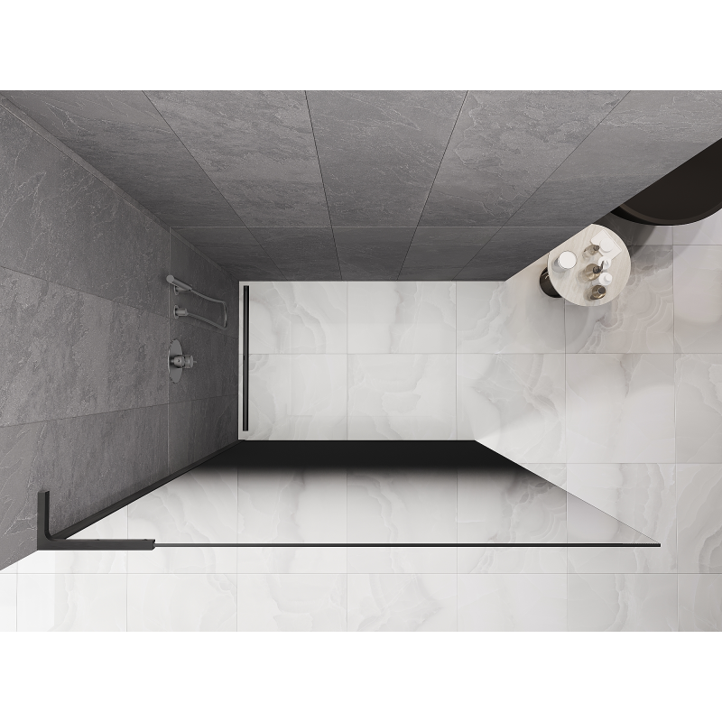 Mexen Kioto L paroi de douche Walk-in 80 x 200 cm, ombre noire 8 mm, gris canon brossé - 800-080-103-66-76