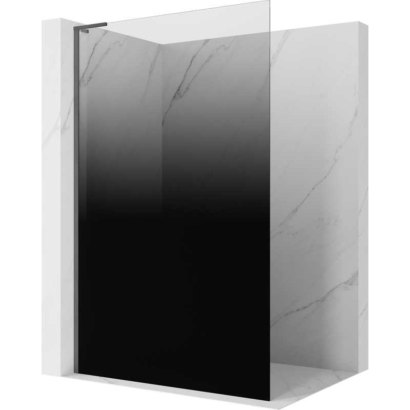 Mexen Kioto L paroi de douche Walk-in 80 x 200 cm, ombre noire 8 mm, gris canon brossé - 800-080-103-66-76