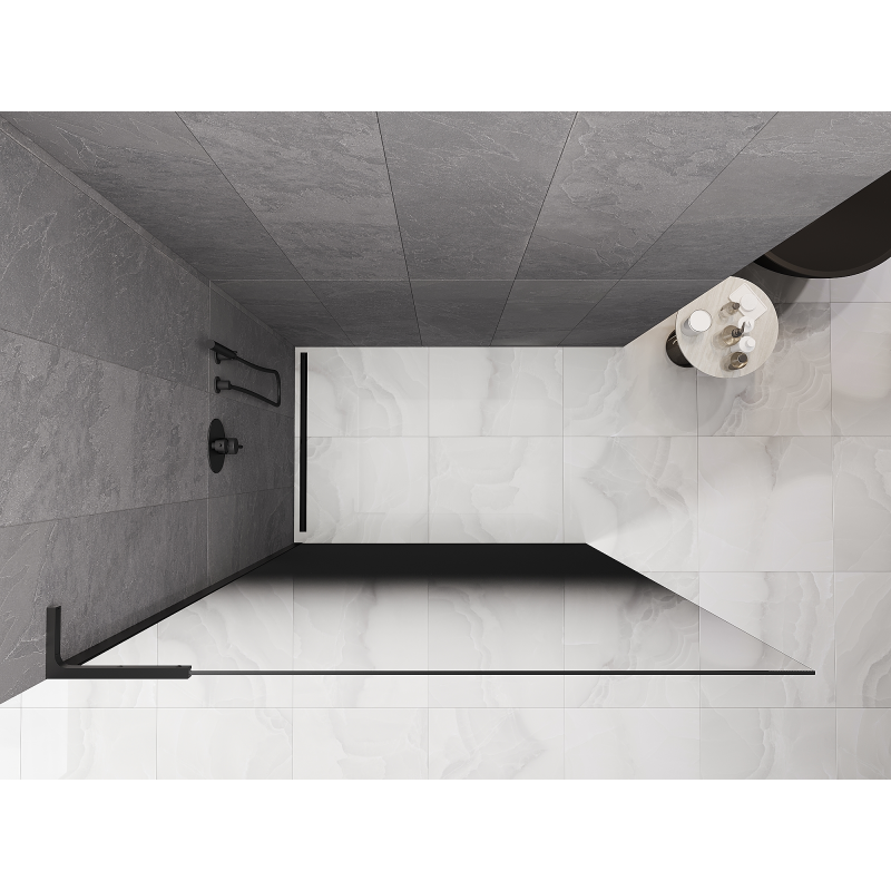 Mexen Kioto L paroi de douche Walk-in 90 x 200 cm, ombre noire 8 mm, noire - 800-080-103-70-76 - 800-090-103-70-76