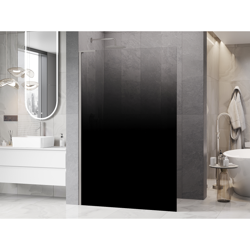 Mexen Kioto L Paroi de douche Walk-in 90 x 200 cm, ombré noir 8 mm, nickel brossé - 800-090-103-97-76
