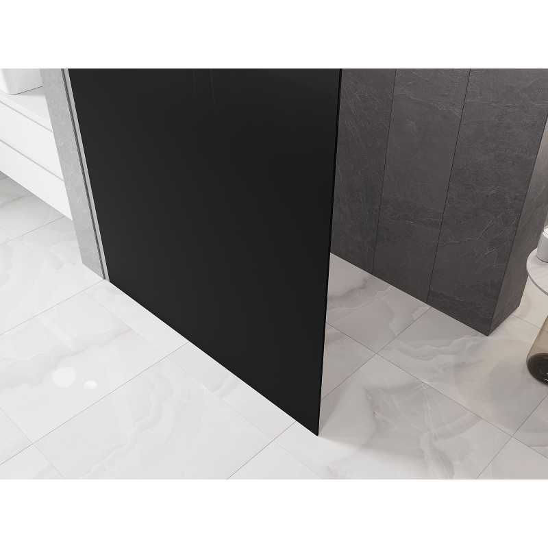 Mexen Kioto L paroi de douche Walk-in 110 x 200 cm, ombre noire 8 mm, nickel brossé - 800-110-103-97-76