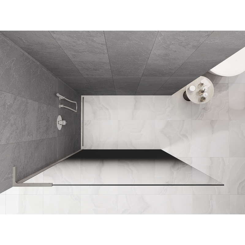 Mexen Kioto L paroi de douche Walk-in 110 x 200 cm, ombre noire 8 mm, nickel brossé - 800-110-103-97-76