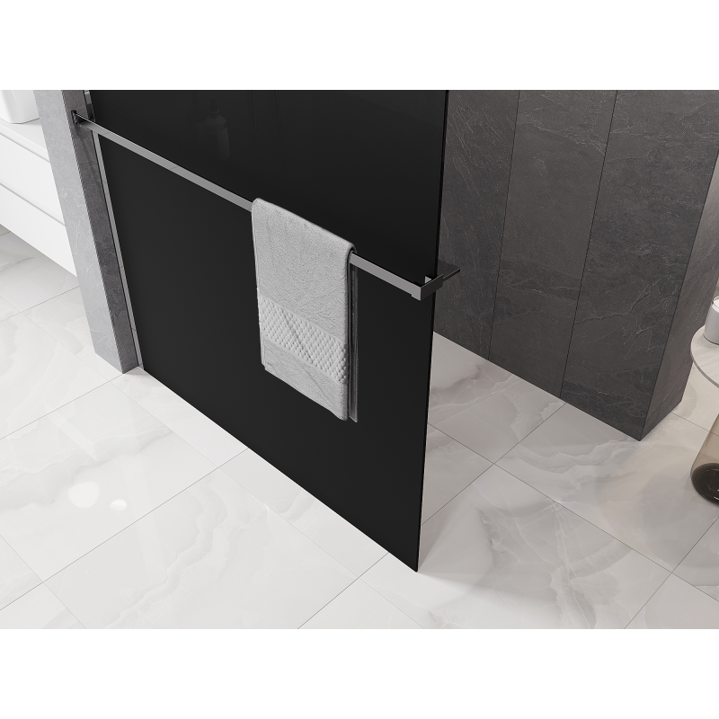 Mexen Kioto+ Paroi de douche avec étagère Walk-in 70 x 200 cm, ombre noire 8 mm, chrome - 800-070-121-01-76