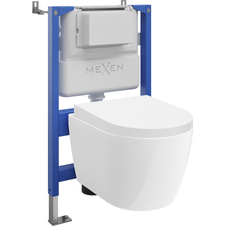 Mexen Carmen ensemble encastré WC cadre pneumatique Tex Air XS-F avec cuvette WC et abattant à descente progressive, blanc