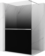 Mexen Kioto+ paroi de douche avec étagère Walk-in 140 x 200 cm, ombre noire 8 mm, chromée - 800-140-121-01-76