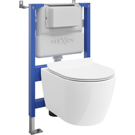 Mexen Carmen ensemble encastré WC cadre pneumatique Tex Air XS-F avec cuvette WC et abattant à descente progressive, blanc
