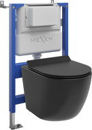 Mexen Lena ensemble encastré WC cadre pneumatique Tex Air XS-F avec cuvette WC Tornado et abattant à descente ralentie, noir