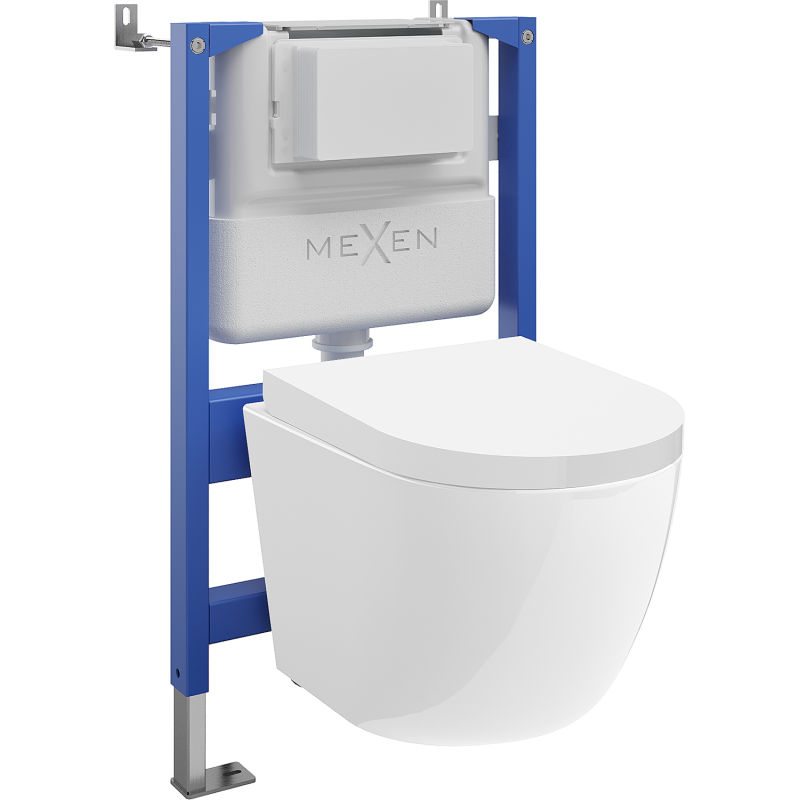 Mexen Lena ensemble encastré WC châssis pneumatique Tex Air XS-F avec cuvette WC et abattant à descente lente, blanc