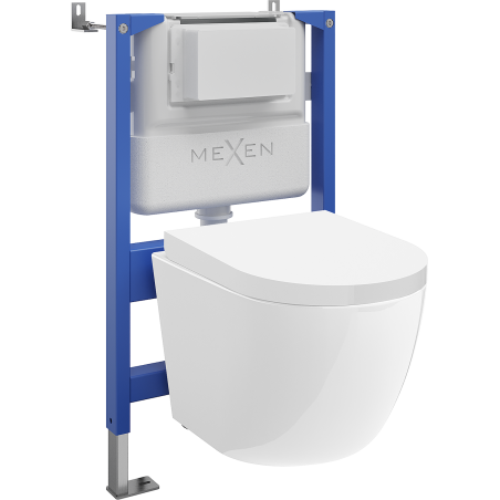 Mexen Lena ensemble encastré WC châssis pneumatique Tex Air XS-F avec cuvette WC et abattant à descente lente, blanc