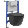 Mexen Lena ensemble WC encastré châssis pneumatique Tex Air XS-F avec cuvette WC et abattant à fermeture douce, noir mat