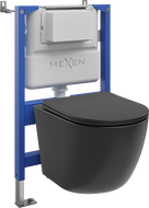 Mexen Lena ensemble WC encastré châssis pneumatique Tex Air XS-F avec cuvette WC et abattant à fermeture douce, noir mat