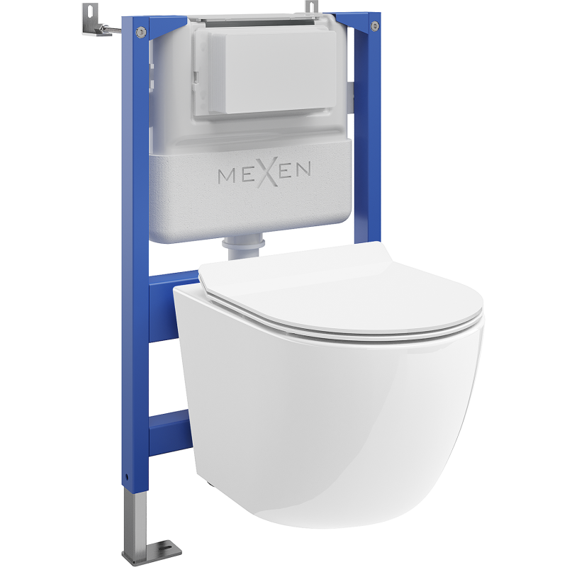 Mexen Lena ensemble encastré WC cadre pneumatique Tex Air XS-F avec cuvette WC et abattant à descente amortie, blanc