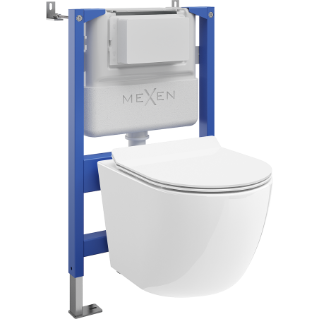 Mexen Lena ensemble encastré WC cadre pneumatique Tex Air XS-F avec cuvette WC Tornado et abattant à descente progressive,