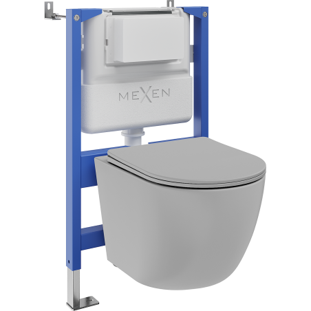 Mexen Lena ensemble encastré WC châssis pneumatique Tex Air XS-F avec cuvette WC et abattant à fermeture lente, gris clair