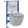Mexen Lena ensemble encastré WC châssis pneumatique Tex Air XS-F avec cuvette WC et abattant à fermeture lente, gris clair