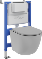 Mexen Lena ensemble encastré WC châssis pneumatique Tex Air XS-F avec cuvette WC et abattant à fermeture lente, gris clair