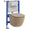 Mexen Lena ensemble WC encastré avec châssis pneumatique Tex Air XS-F, cuvette WC et abattant à descente lente, cappuccino