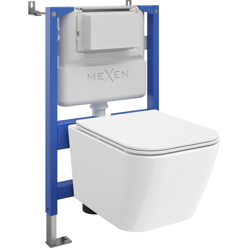 Mexen Madox ensemble encastré WC châssis pneumatique Tex Air XS-F avec cuvette WC et abattant à descente progressive, blanc