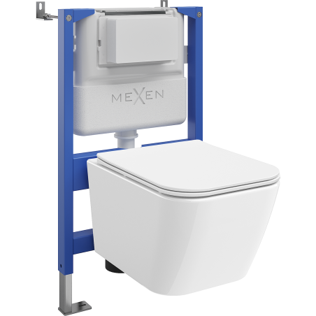 Mexen Madox ensemble encastré WC châssis pneumatique Tex Air XS-F avec cuvette WC et abattant à descente progressive, blanc